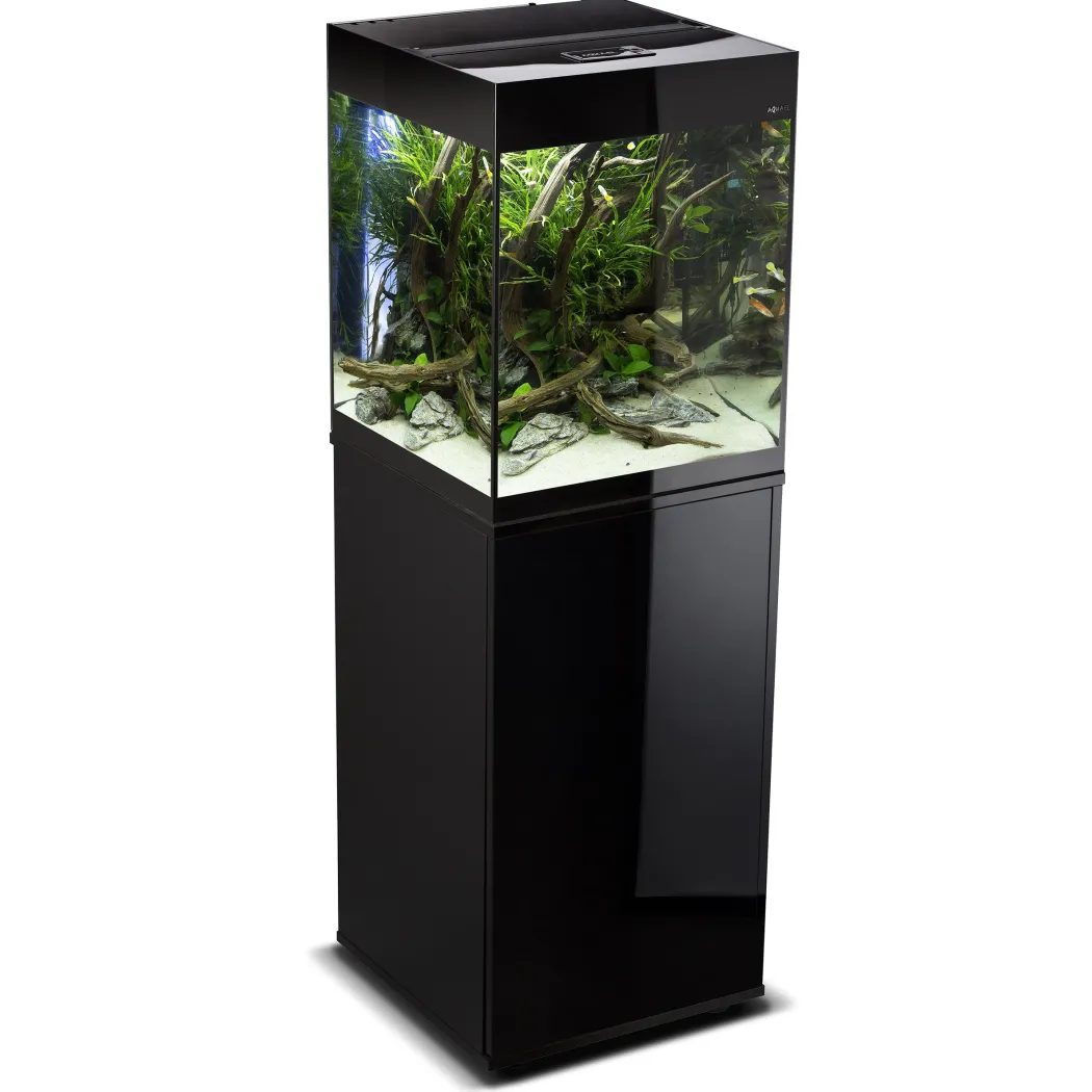 Glossy akvarie Cube 50x50x63 cm 132 L Sort