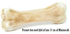 Håndlavet Presset Tyggeben med fyld af lam 17 cm 115 g - stort tyggeben til hunde
