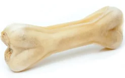 Håndlavet Presset Tyggeben med fyld af struds 12 cm 55 g - kompakt hundesnack