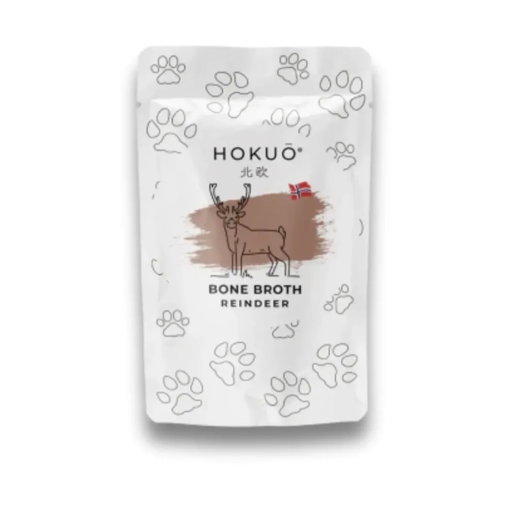 Hokuo Reindeer Bone Broth 100 ml - naturlig rensdyrsuppe til hunde og katte