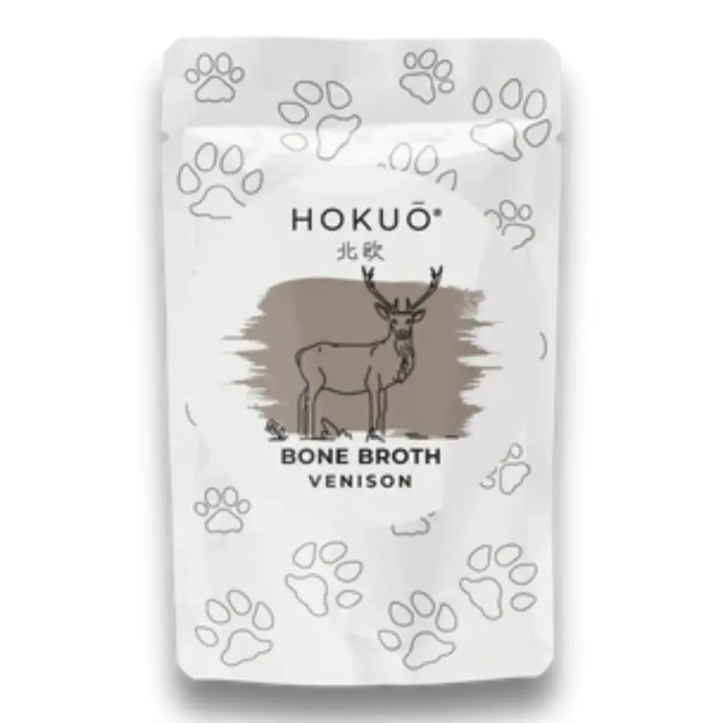 Hokuo Venison Bone Broth 100 ml - naturlig hjortebouillon med reishi til hunde og katte