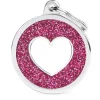 Hundetegn My Family Shine cirkel med hjerte stor pink og hvid