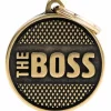 Hundetegn My Family The Boss cirkel lille guld