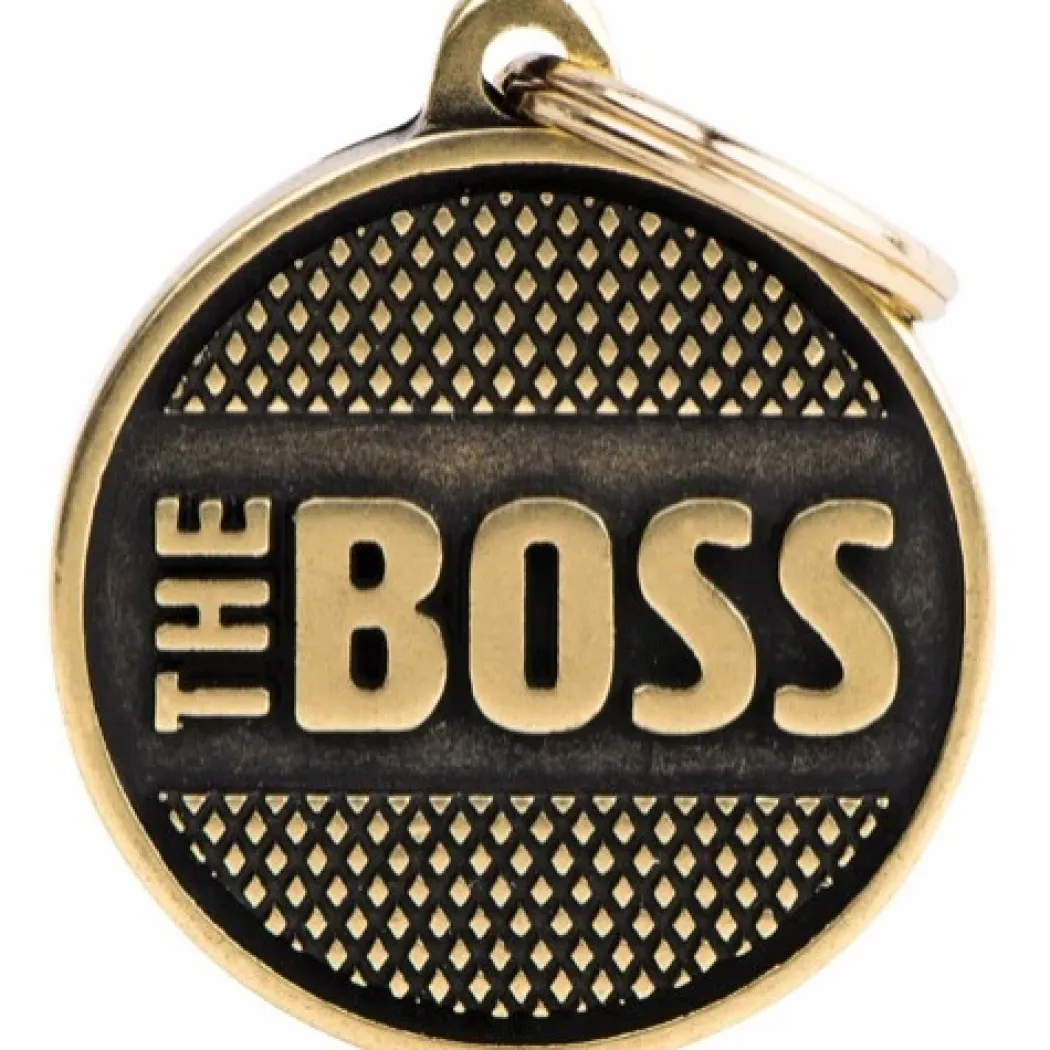 Hundetegn My Family The Boss cirkel lille guld