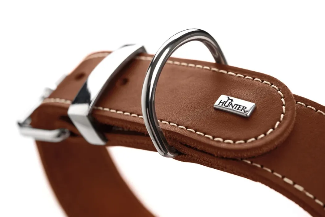 Hunter Aalborg Special Hundehalsbånd 30 Cognac - 20-24 cm 2 cm