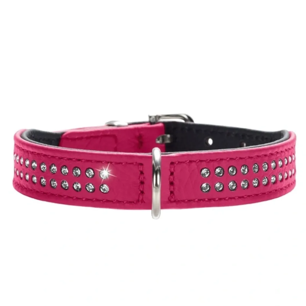 Hunter Diamond Petit Pink 24 læderhalsbånd - 17-21 cm