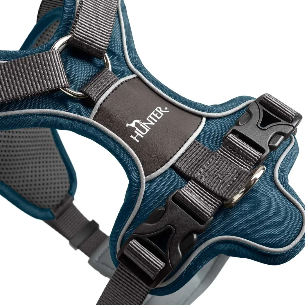 Hunter Divo hundesele M petrol/grå just. mave 56-73 cm - Stabil bevægelse og ergonomisk komfort