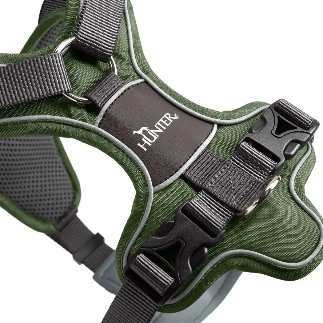 Hunter Divo hundesele S grøn/grå just mave 45-56 cm - Fleksibel kontrol og let komfort