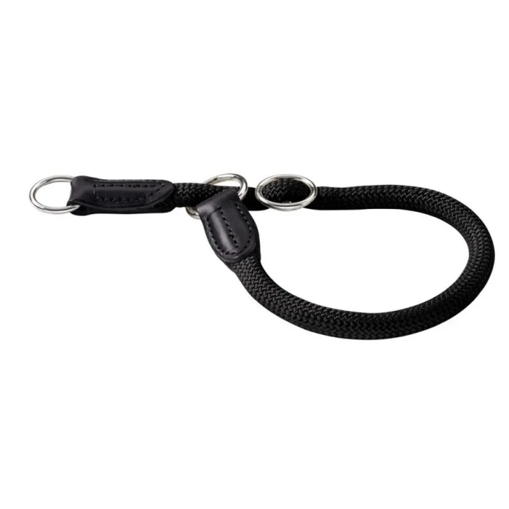 Hunter Dressurhalsbånd med stopring 55/10 Sort - klassisk hundehalsbånd i læder