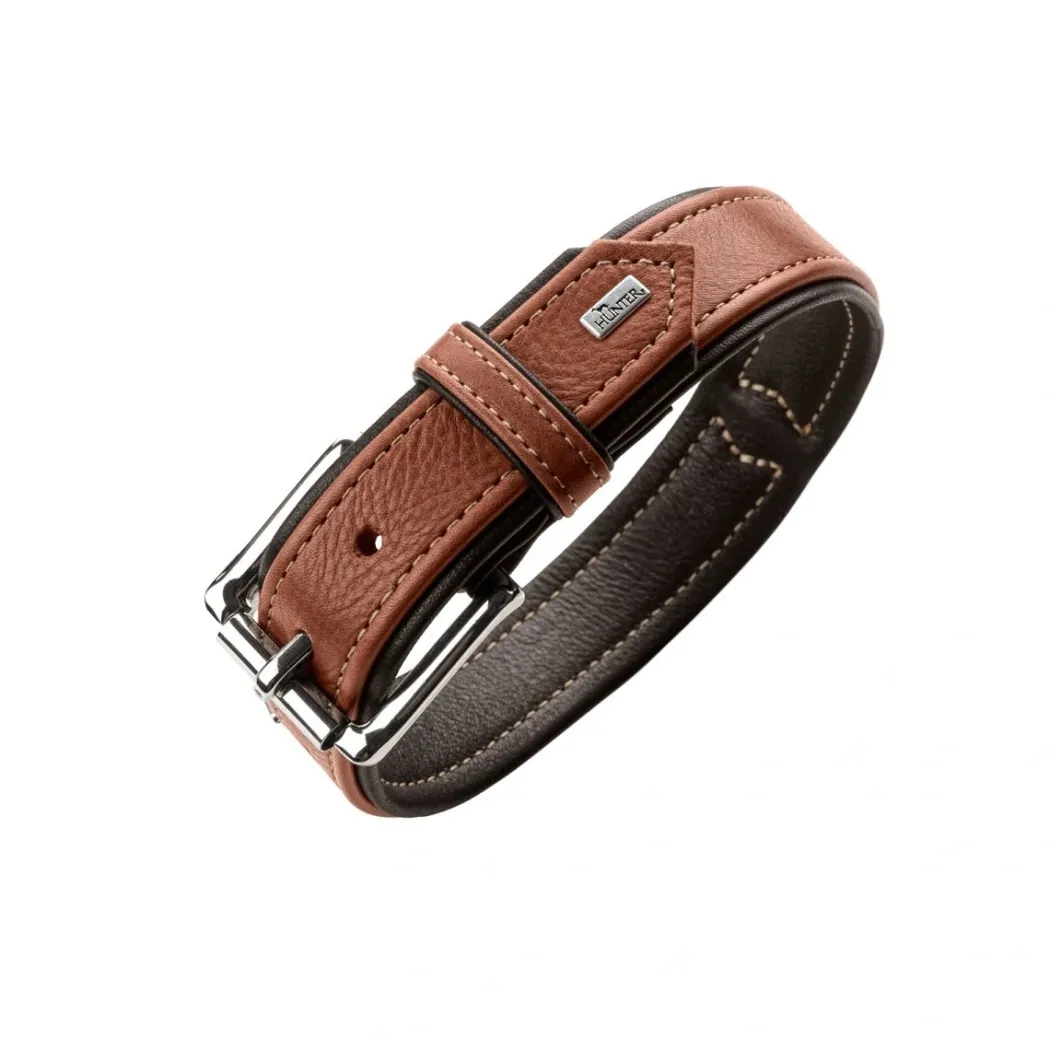 Hunter Dressur HundeHalsbånd 40 Mørkebrun Elglæder - 35-43 cm