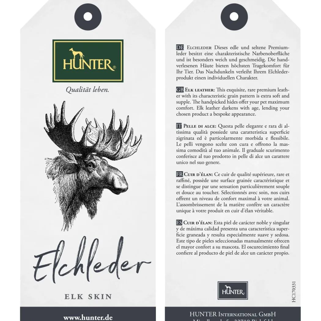 Hunter Elg Rundsyet Hundeline 8 mm Sort