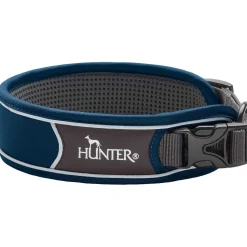 Hunter Halsbånd Divo L Petrol/Grå - justerbart hundehalsbånd (45-55 cm, B 4,5 cm)