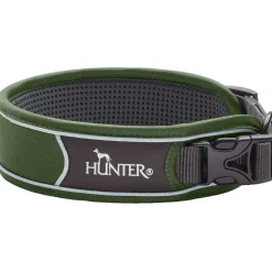 Hunter Halsbånd Divo XL Grøn/Grå - justerbart hundehalsbånd (55-65 cm, B 5,5 cm)