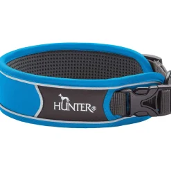 Hunter Halsbånd Divo XL Lyseblå/Grå - justerbart hundehalsbånd (55-65 cm, B 5,5 cm)