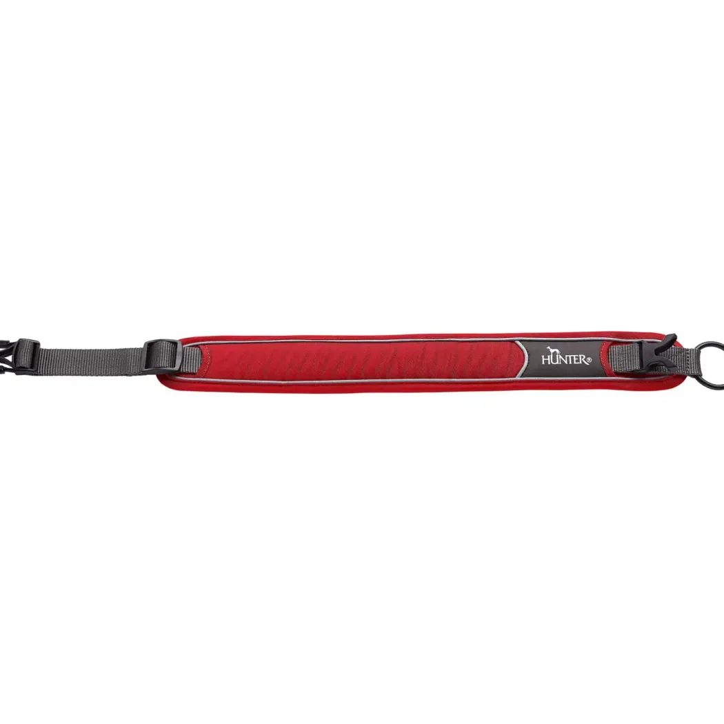 Hunter Halsbånd Divo XL Rød/Grå - justerbart hundehalsbånd (55-65 cm, B 5,5 cm)
