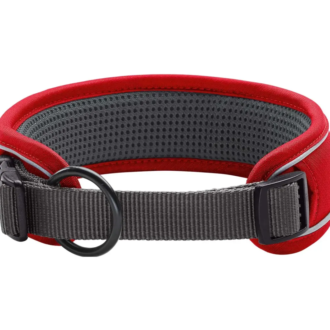 Hunter Halsbånd Divo XL Rød/Grå - justerbart hundehalsbånd (55-65 cm, B 5,5 cm)