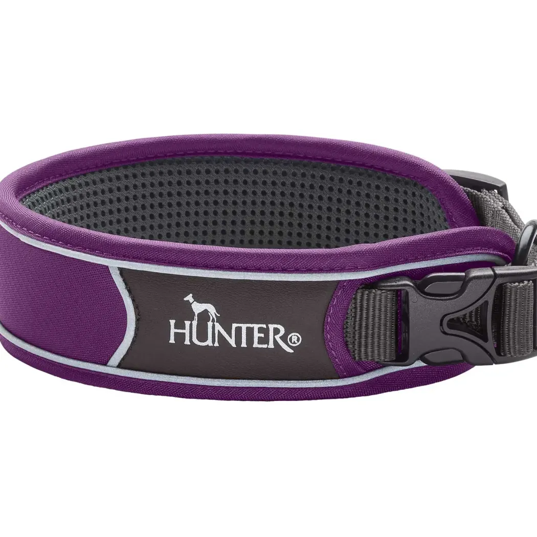 Hunter Halsbånd Divo XL Violet/Grå - justerbart hundehalsbånd (55-65 cm, B 5,5 cm)