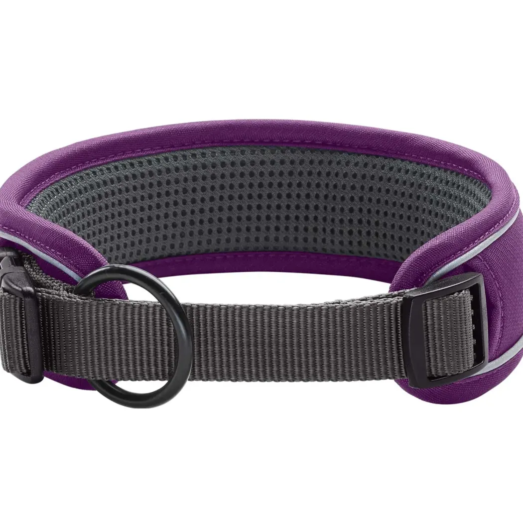 Hunter Halsbånd Divo XL Violet/Grå - justerbart hundehalsbånd (55-65 cm, B 5,5 cm)