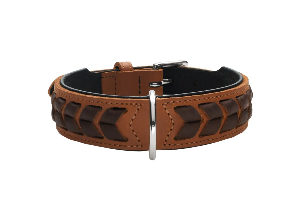 Hunter Halsbånd El Paso M-L 60 Cognac/Sort - 46-52 cm