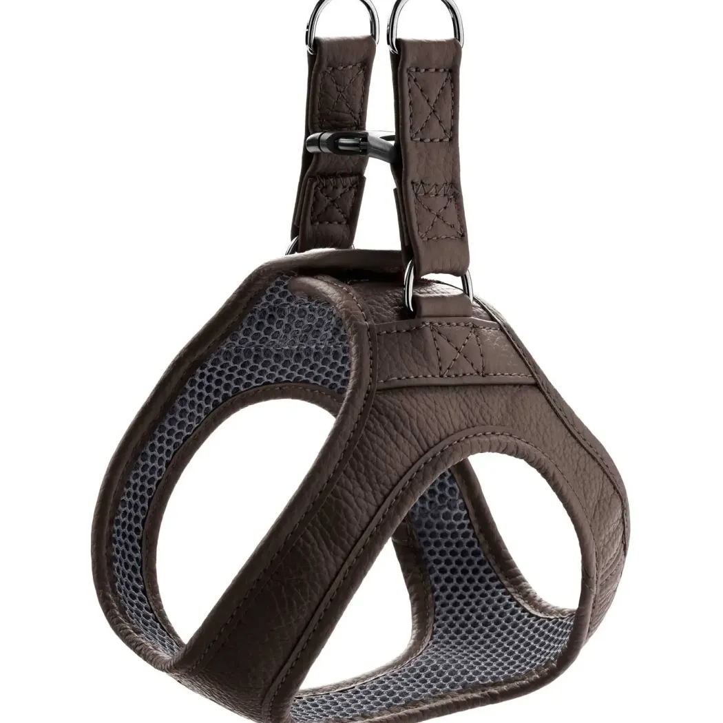 Hunter Hilo læder hundesele XS brun hals 33-37 cm - let og blød pasform