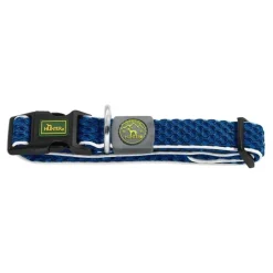 Hunter hunde halsbånd Hilo Blå M-L - justerbart hundehalsbånd (33-50 cm, B 2,5 cm)