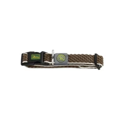 Hunter hunde halsbånd Hilo Brun M-L - justerbart hundehalsbånd (33-50 cm, B 2,5 cm)