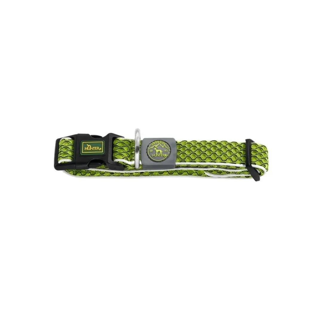 Hunter hunde halsbånd Hilo Lime S-M - justerbart hundehalsbånd (30-43 cm, B 2,5 cm)