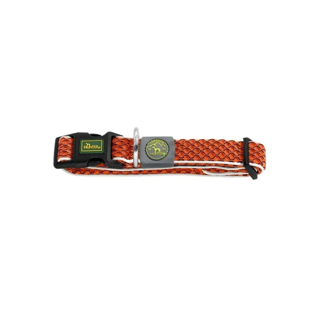 Hunter hunde halsbånd Hilo Orange S-M - justerbart hundehalsbånd (30-43 cm, B 2,5 cm)