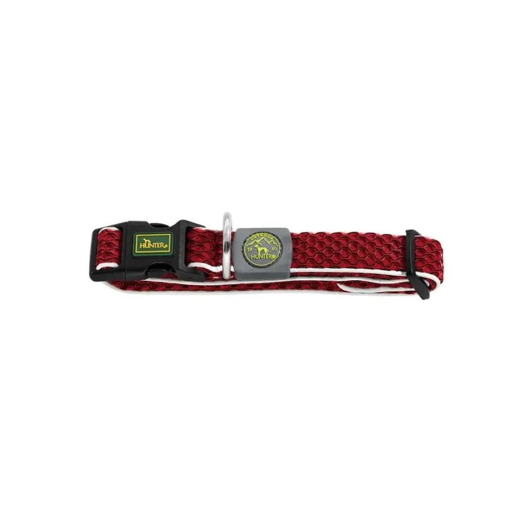 Hunter hunde halsbånd Hilo Rød M-L - justerbart hundehalsbånd (33-50 cm, B 2,5 cm)