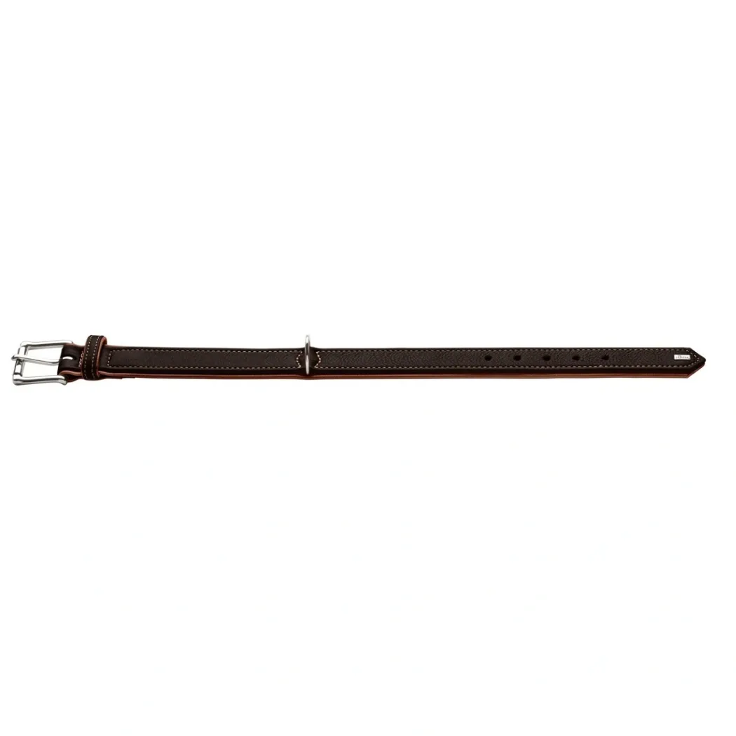 Hunter Hundehalsbånd læder Canada Elg Str.30 Sort/Cognac - 21-25 cm