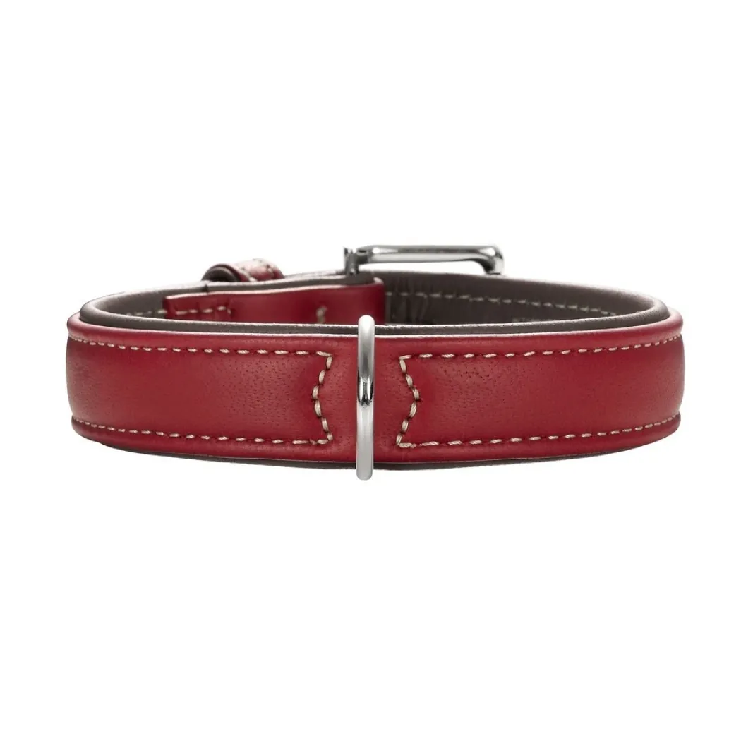 Hunter Hundehalsbånd læder Canada Elg Str.35 Rød - 24-30 cm