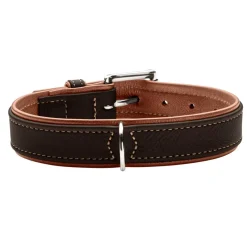 Hunter Hundehalsbånd læder Canada Elg Str.65 Sort/Cognac - 50-56 cm