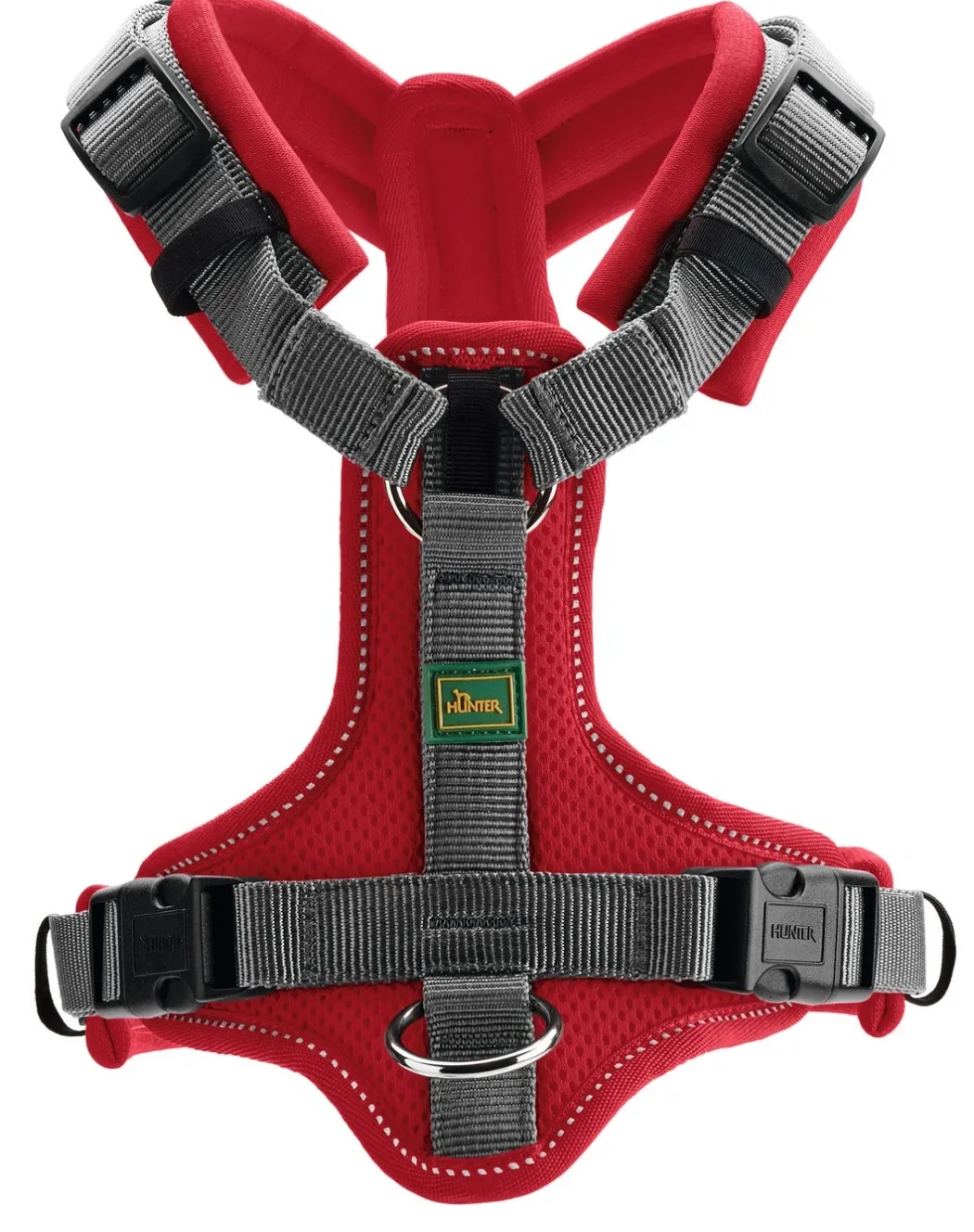 Hunter hundesele Maldon Rød og Grå S-M længde 46-82 cm 2,0 cm - fleksibel og stabil pasform
