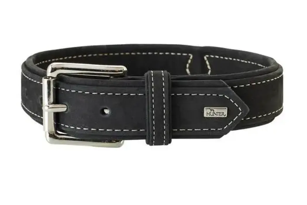 Hunter Hunting halsbånd str.40 Sort - justerbart hundehalsbånd (29 - 35 cm., B 1,8 cm.)