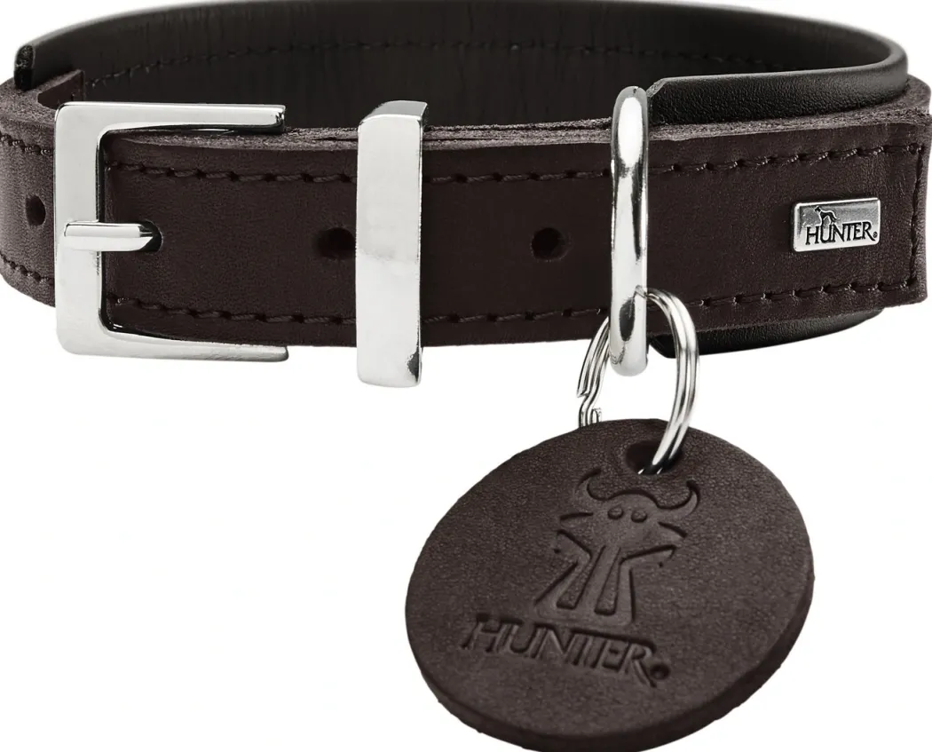 Hunter Larvik Comfort 55 Mørkebrun Hundehalsbånd - justerbart hundehalsbånd (36 - 46 cm, B