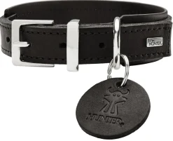 Hunter Larvik Comfort 40 Sort Hundehalsbånd - justerbart hundehalsbånd (28 - 34 cm, B 2,2