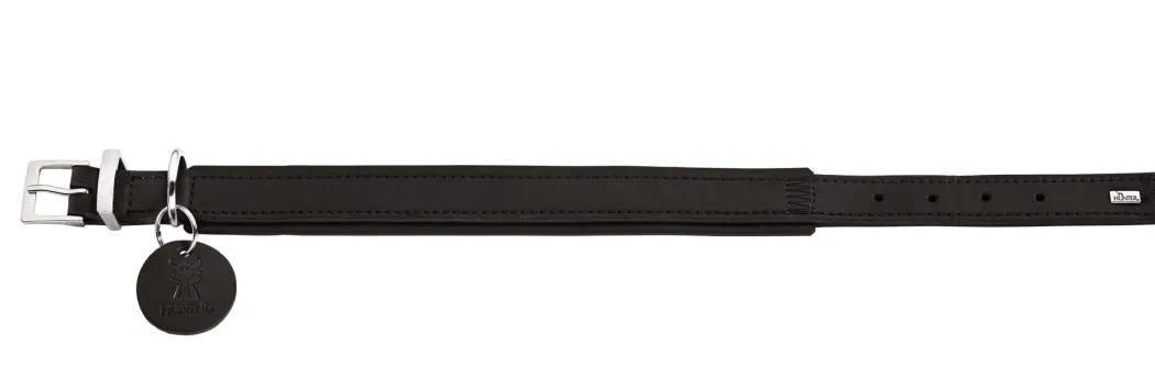 Hunter Larvik Comfort 40 Sort Hundehalsbånd - justerbart hundehalsbånd (28 - 34 cm, B 2,2