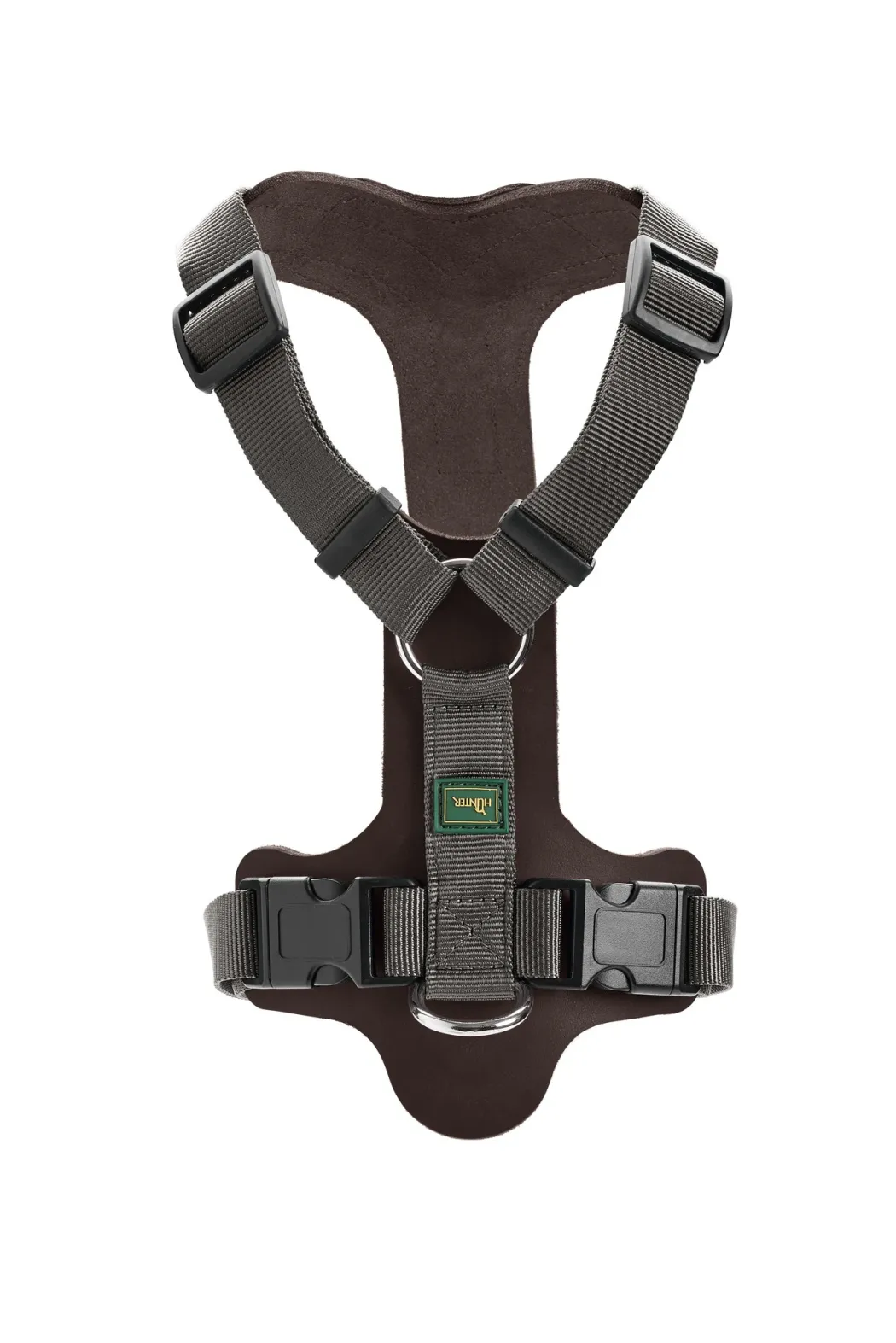 Hunter Mixed Aalborg læder hundesele S mørkebrun/grå hals 50-66 cm - komfort og støtte