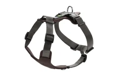 Hunter Mixed Aalborg læder hundesele M-L mørkebrun/grå hals 61-85 cm - komfort og kvalitet