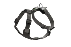 Hunter Mixed Aalborg læder hundesele M-L sort/grå hals 61-85 cm - komfort og støtte