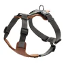 Hunter Mixed Aalborg læder hundesele XS-S cognac/grå hals 40-50 cm - blød og sikker pasform