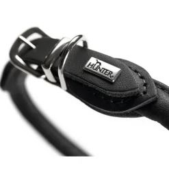 Hunter rundsyet oksehalsbånd 35/8 sort 35 cm - justering 28-32 cm skånsom komfort