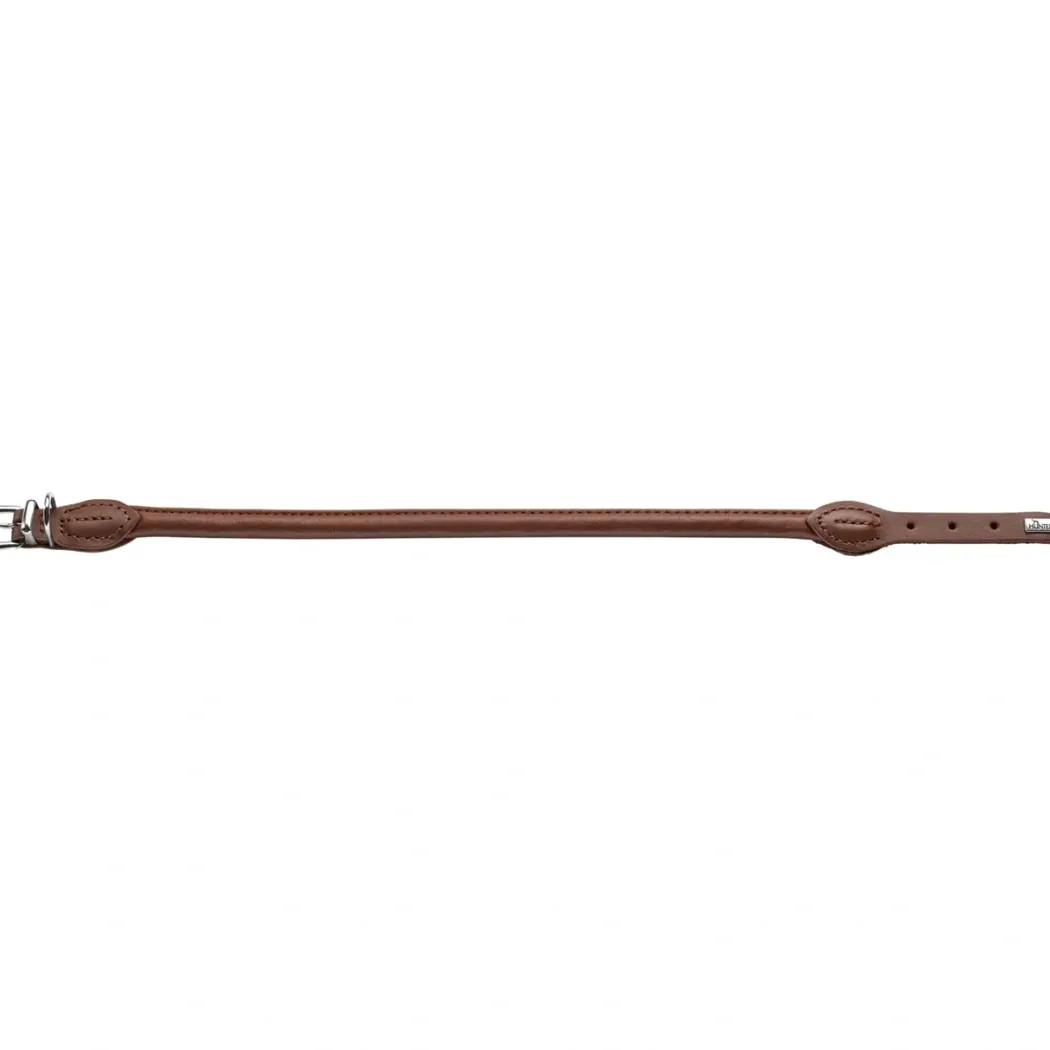 Hunter rundsyet okselæder halsbånd brun 45 cm - justering 38-42 cm skånsom komfort