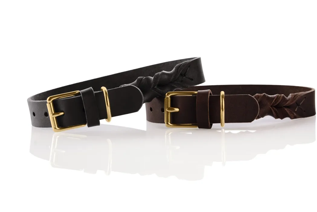 Hunter Sansibar Solid 40 Hundehalsbånd i læder - 30-36 cm