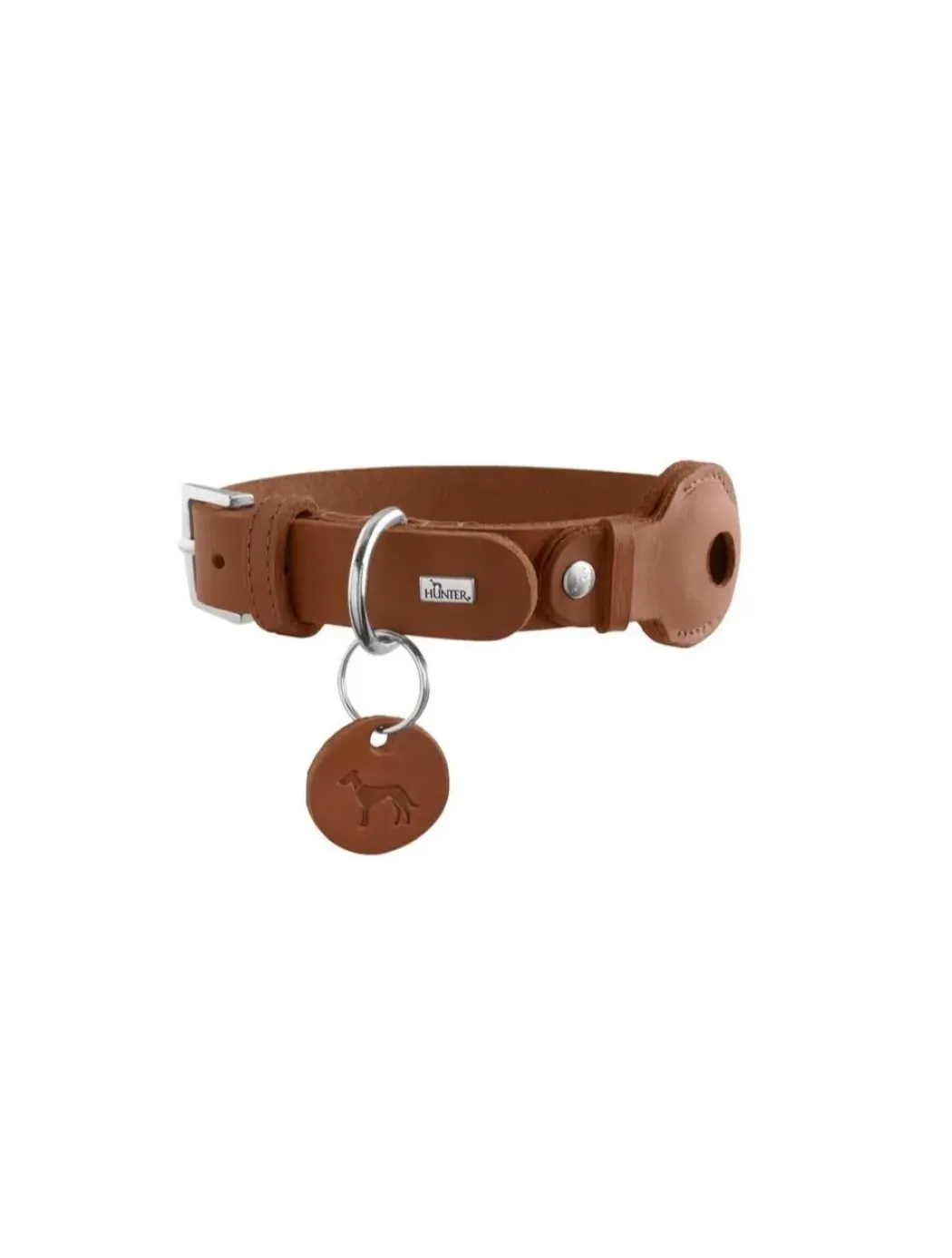 Hunter Viborg AirTag Halsbånd Cognac M-L 60 - Justerbar 47-53 cm