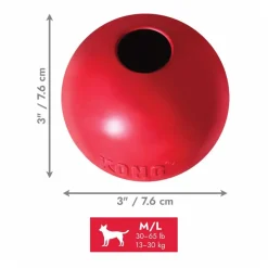 KONG Classic bold med hul rød M/L Ø7,5 cm