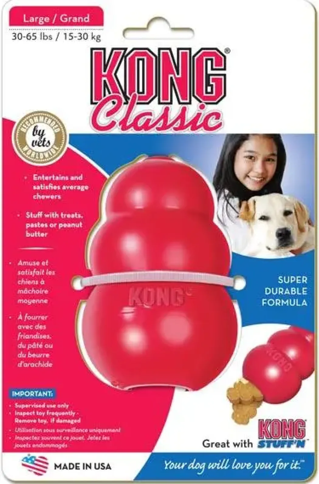 Kong Classic Large Rød - klassisk tyggelegetøj i gummi