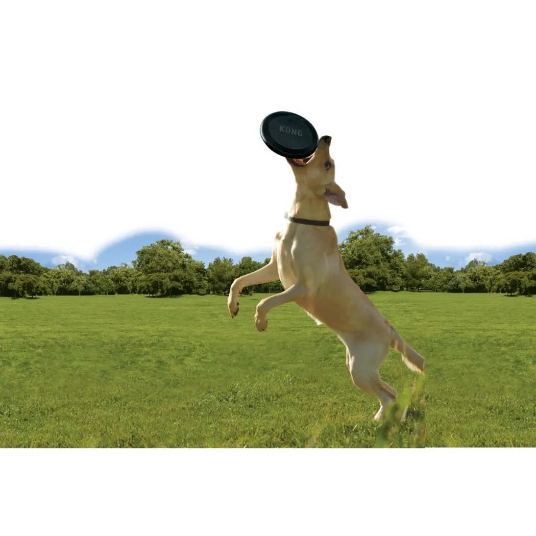 KONG Extreme Frisbee sort - ekstra slidstærk frisbee i naturgummi