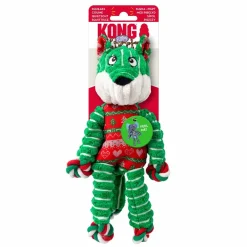 KONG Holiday Floppy Knots Fox S/M - et klassisk plys-hundelegetøj med reb og knuder, pivelyd og juletema.