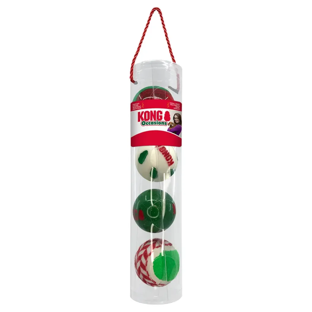 KONG Holiday Occasions Balls 4-pack M - jule hundelegetøj